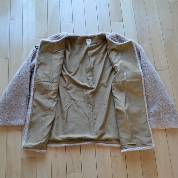NWOT J Crew Sherpa Deep Pile Teddy Jacket Coat Size XL Tan - Picture 5 of 5